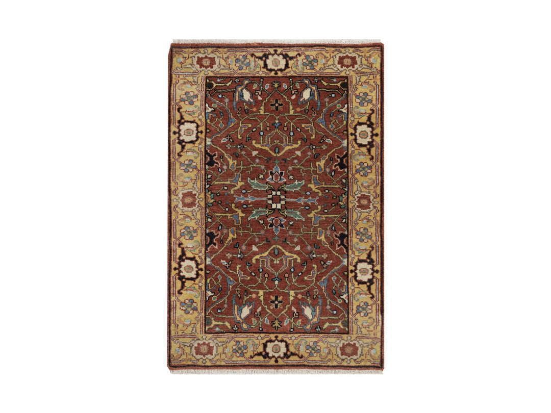 2'0" x 3'0" New Hand Knotted Red Wool Rectangle Oriental Rug - MOA10292824