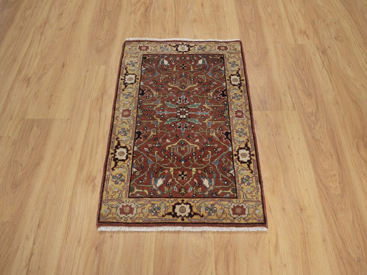 2'0" x 3'0" New Hand Knotted Red Wool Rectangle Oriental Rug - MOA10292824