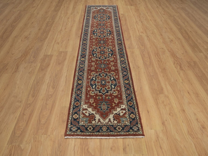 2'4" x 10'2" New Hand Knotted Red Wool Runner Oriental Rug - MOA10292825