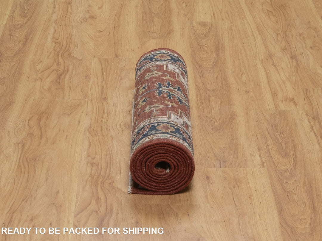 2'4" x 10'2" New Hand Knotted Red Wool Runner Oriental Rug - MOA10292825