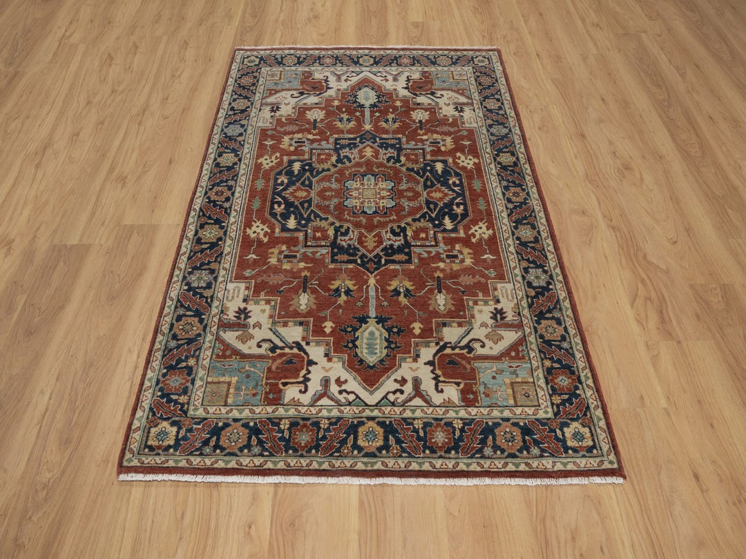 3'11" x 6'2" New Hand Knotted Red Wool Rectangle Oriental Rug - MOA10292826