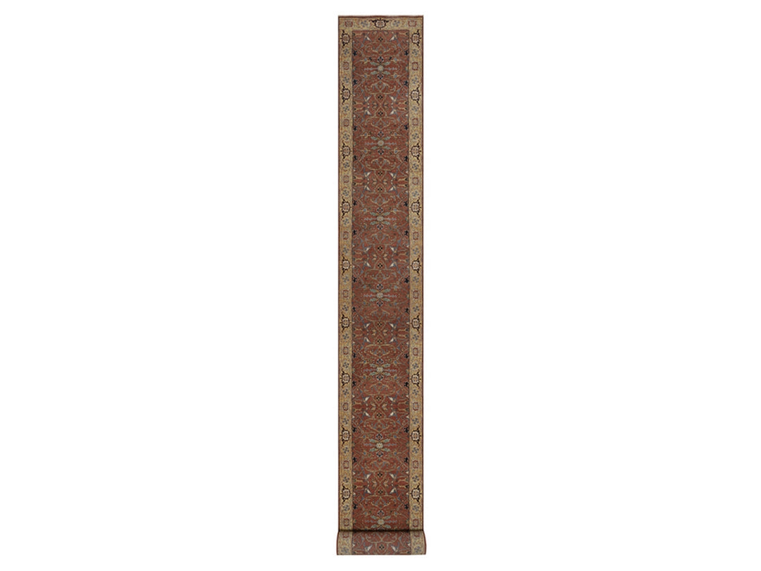 2'7" x 23'9" New Hand Knotted Red Wool Runner Oriental Rug - MOA10292828