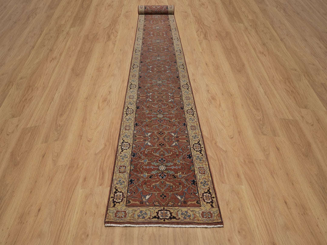 2'7" x 23'9" New Hand Knotted Red Wool Runner Oriental Rug - MOA10292828