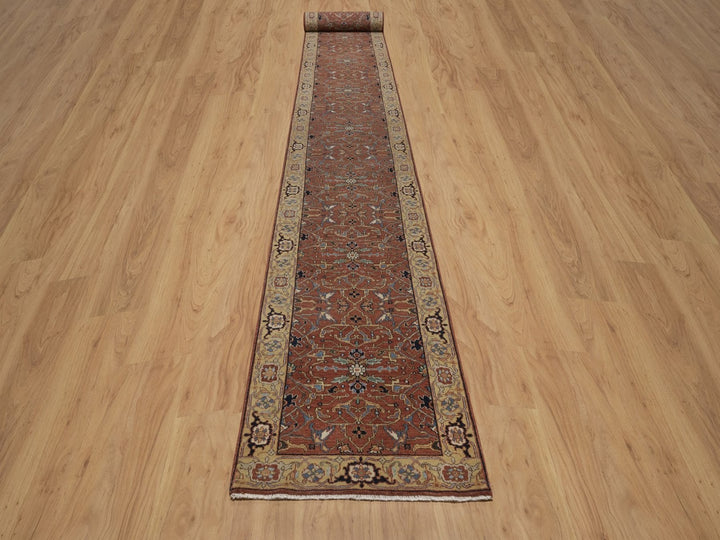 2'7" x 23'9" New Hand Knotted Red Wool Runner Oriental Rug - MOA10292828