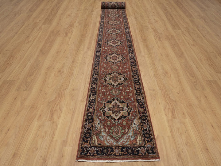 2'7" x 27'8" New Hand Knotted Red Wool Runner Oriental Rug - MOA10292829