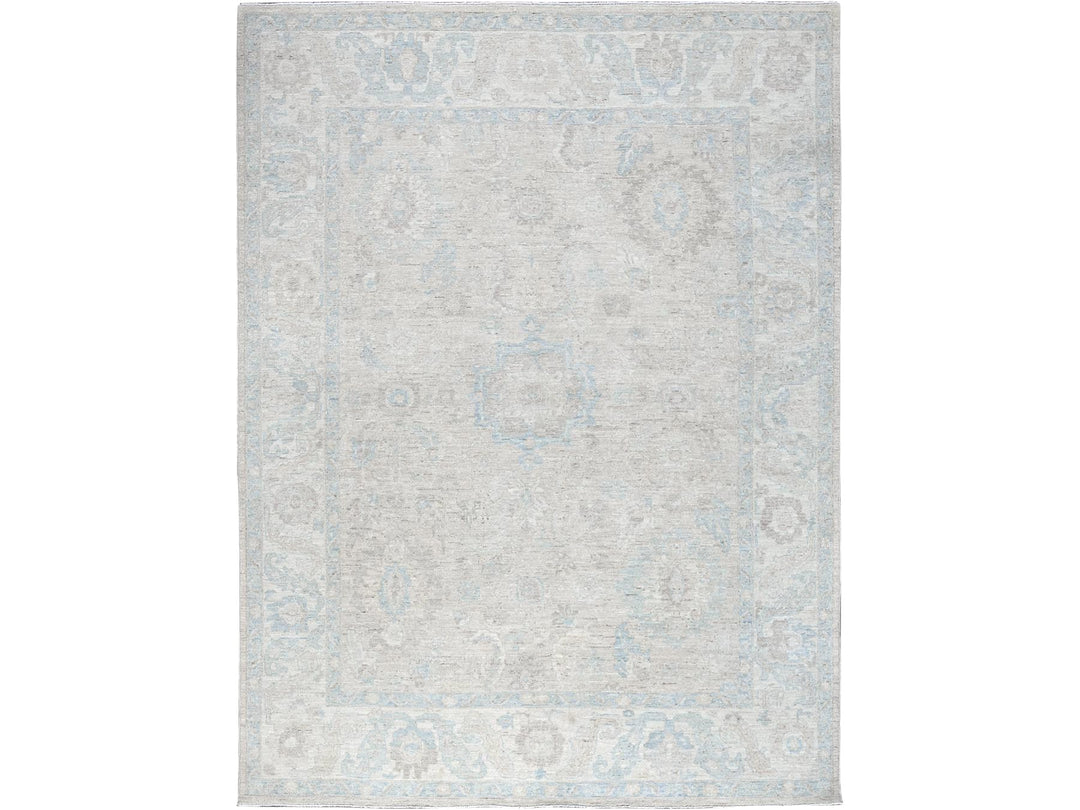 7'9" x 9'10" New Hand Knotted Ivory Wool Rectangle Oriental Rug - MOA102929