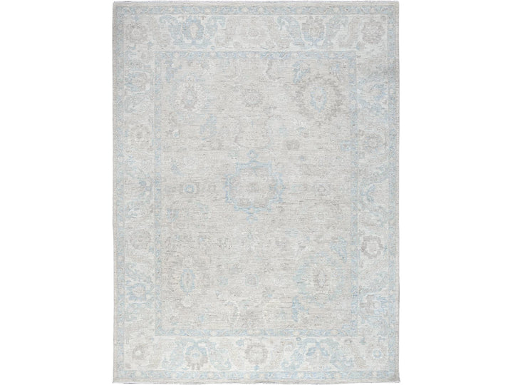 7'9" x 9'10" New Hand Knotted Ivory Wool Rectangle Oriental Rug - MOA102929