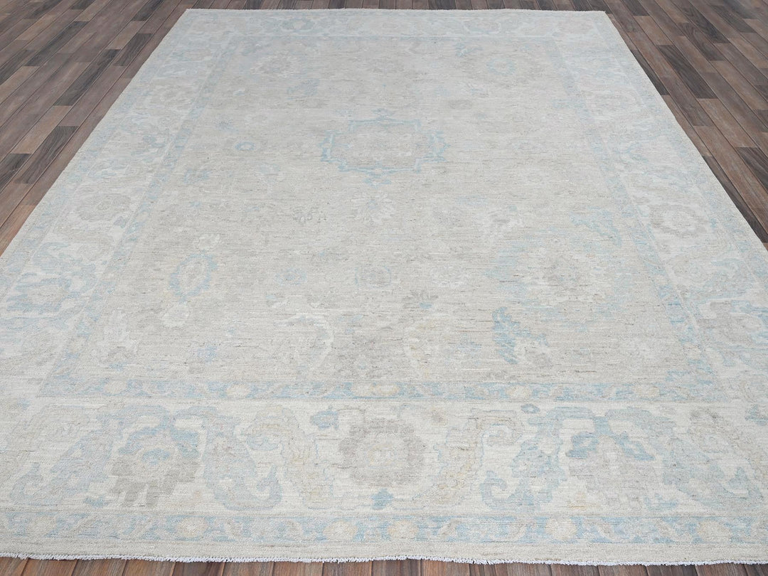 7'9" x 9'10" New Hand Knotted Ivory Wool Rectangle Oriental Rug - MOA102929
