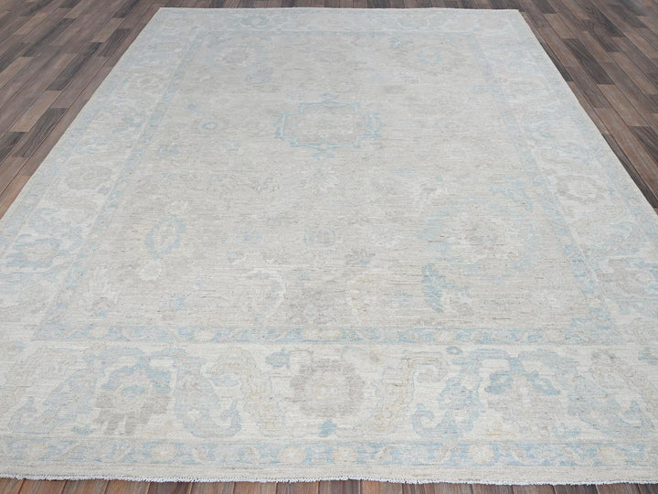 7'9" x 9'10" New Hand Knotted Ivory Wool Rectangle Oriental Rug - MOA102929