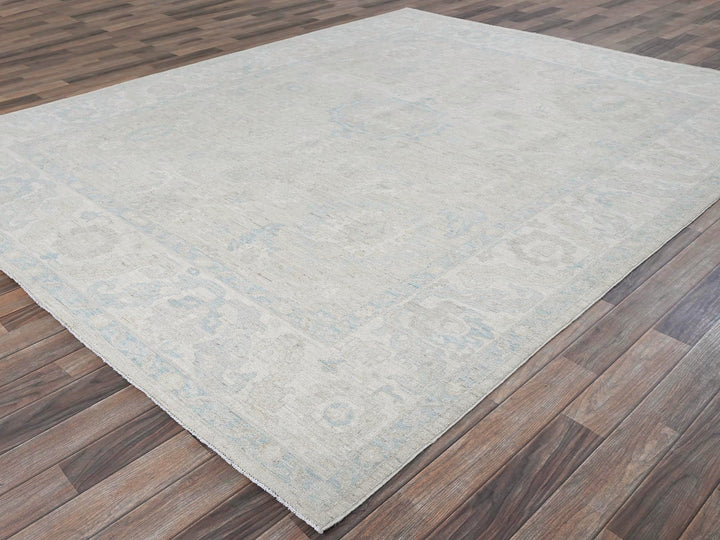 7'9" x 9'10" New Hand Knotted Ivory Wool Rectangle Oriental Rug - MOA102929