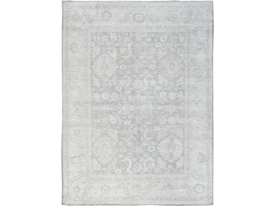 8'10" x 11'11" New Hand Knotted Grey Wool Rectangle Oriental Rug - MOA102930