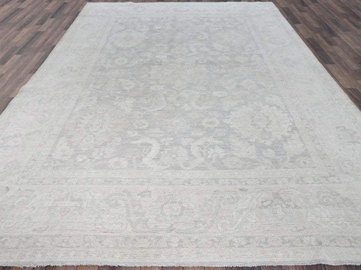 8'10" x 11'11" New Hand Knotted Grey Wool Rectangle Oriental Rug - MOA102930
