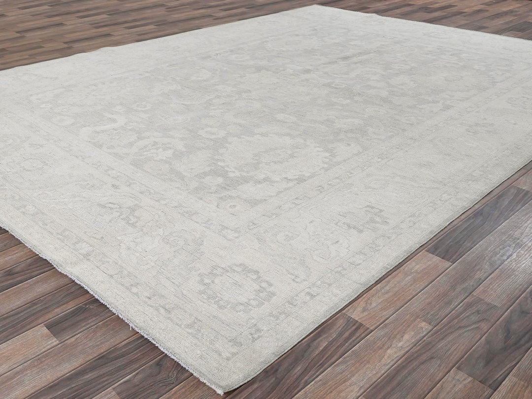 8'10" x 11'11" New Hand Knotted Grey Wool Rectangle Oriental Rug - MOA102930