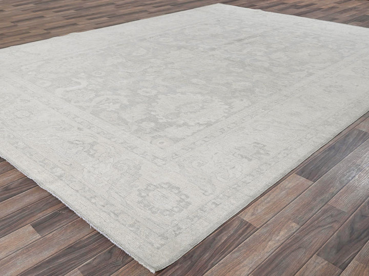 8'10" x 11'11" New Hand Knotted Grey Wool Rectangle Oriental Rug - MOA102930
