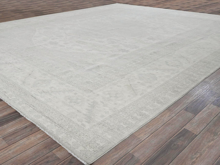 11'10" x 14'7" New Hand Knotted Ivory Wool Rectangle Oriental Rug - MOA102931