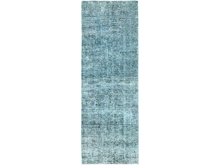 2'7" x 7'9" Vintage Hand Knotted Overdyed Wool Runner Oriental Rug - MOA102934
