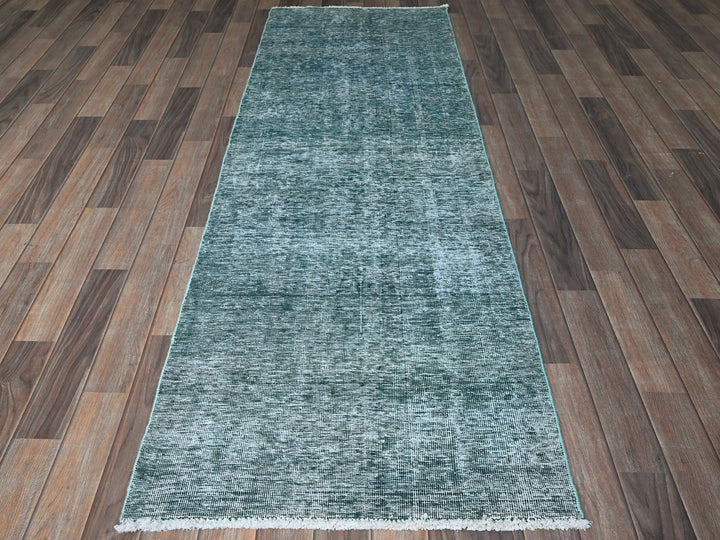 2'7" x 7'9" Vintage Hand Knotted Overdyed Wool Runner Oriental Rug - MOA102934