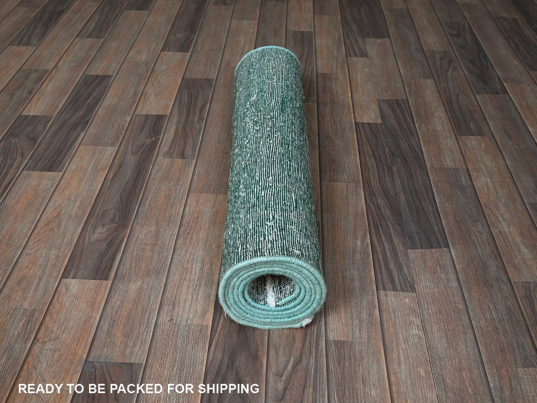 2'7" x 7'9" Vintage Hand Knotted Overdyed Wool Runner Oriental Rug - MOA102934