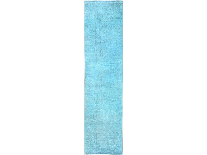 2'5" x 11'1" Vintage Hand Knotted Overdyed Wool Runner Oriental Rug - MOA102935