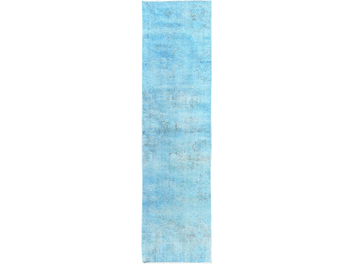 2'5" x 9'10" Vintage Hand Knotted Overdyed Wool Runner Oriental Rug - MOA102937