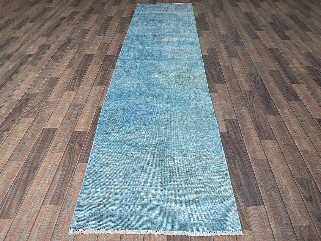 2'5" x 9'10" Vintage Hand Knotted Overdyed Wool Runner Oriental Rug - MOA102937