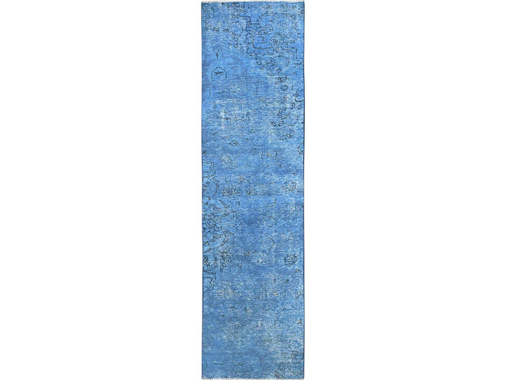 2'2" x 8'11" Vintage Hand Knotted Overdyed Wool Runner Oriental Rug - MOA102940