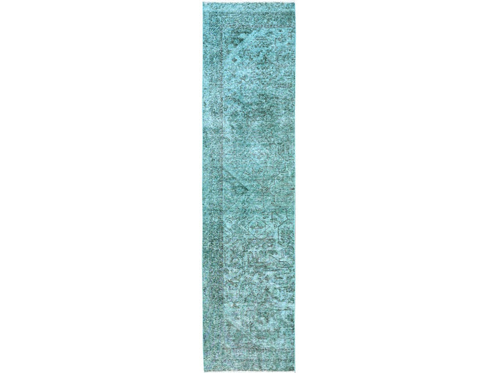 2'4" x 10'2" Vintage Hand Knotted Overdyed Wool Runner Oriental Rug - MOA102942