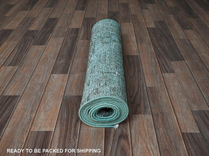 2'4" x 10'2" Vintage Hand Knotted Overdyed Wool Runner Oriental Rug - MOA102942