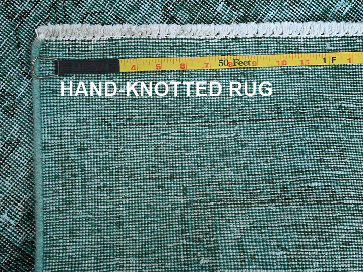 2'4" x 10'2" Vintage Hand Knotted Overdyed Wool Runner Oriental Rug - MOA102942