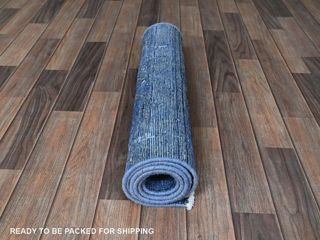 2'2" x 6'2" Vintage Hand Knotted Overdyed Wool Runner Oriental Rug - MOA102943