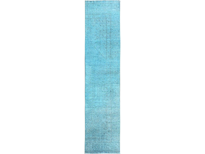 2'4" x 11'2" Vintage Hand Knotted Overdyed Wool Runner Oriental Rug - MOA102944