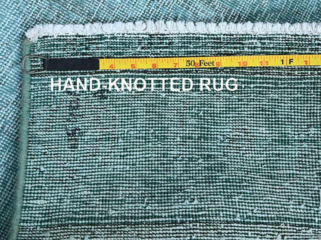 2'4" x 11'2" Vintage Hand Knotted Overdyed Wool Runner Oriental Rug - MOA102944