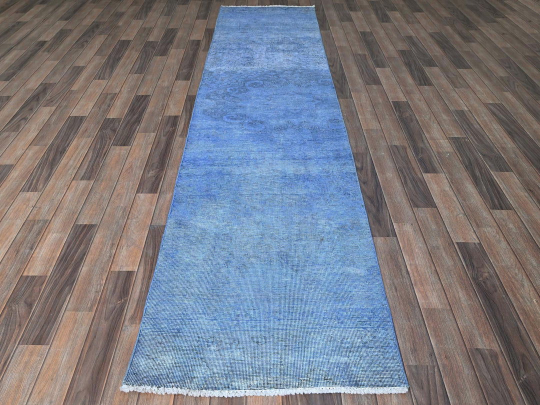 2'6" x 9'10" Vintage Hand Knotted Overdyed Wool Runner Oriental Rug - MOA102945