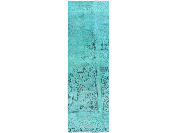 2'3" x 7'5" Vintage Hand Knotted Overdyed Wool Runner Oriental Rug - MOA102946