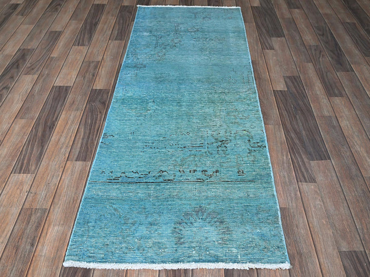 2'3" x 6'1" Vintage Hand Knotted Overdyed Wool Runner Oriental Rug - MOA102948