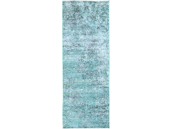 1'11" x 5'8" Vintage Hand Knotted Overdyed Wool Runner Oriental Rug - MOA102949
