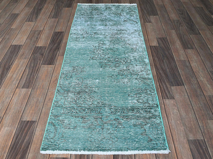 1'11" x 5'8" Vintage Hand Knotted Overdyed Wool Runner Oriental Rug - MOA102949
