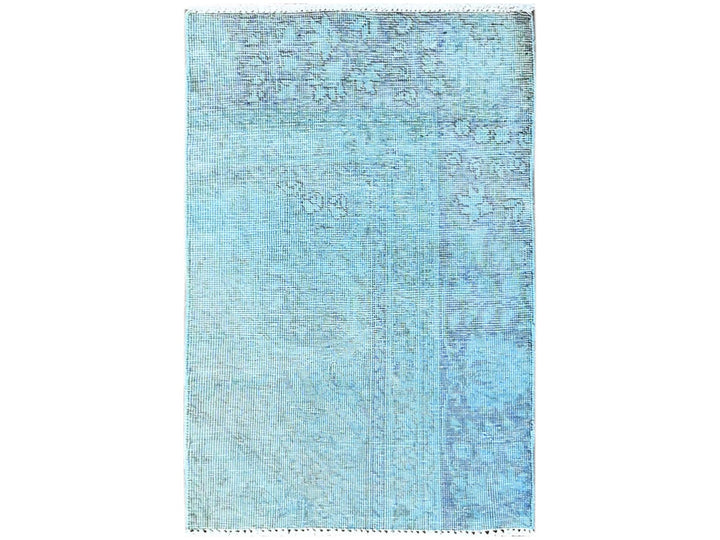 1'11" x 3'2" Vintage Hand Knotted Overdyed Wool Rectangle Oriental Rug - MOA102951