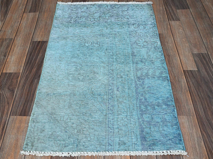 1'11" x 3'2" Vintage Hand Knotted Overdyed Wool Rectangle Oriental Rug - MOA102951
