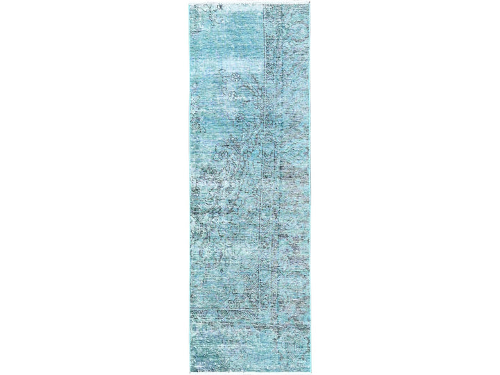 1'11" x 5'9" Vintage Hand Knotted Overdyed Wool Runner Oriental Rug - MOA102952