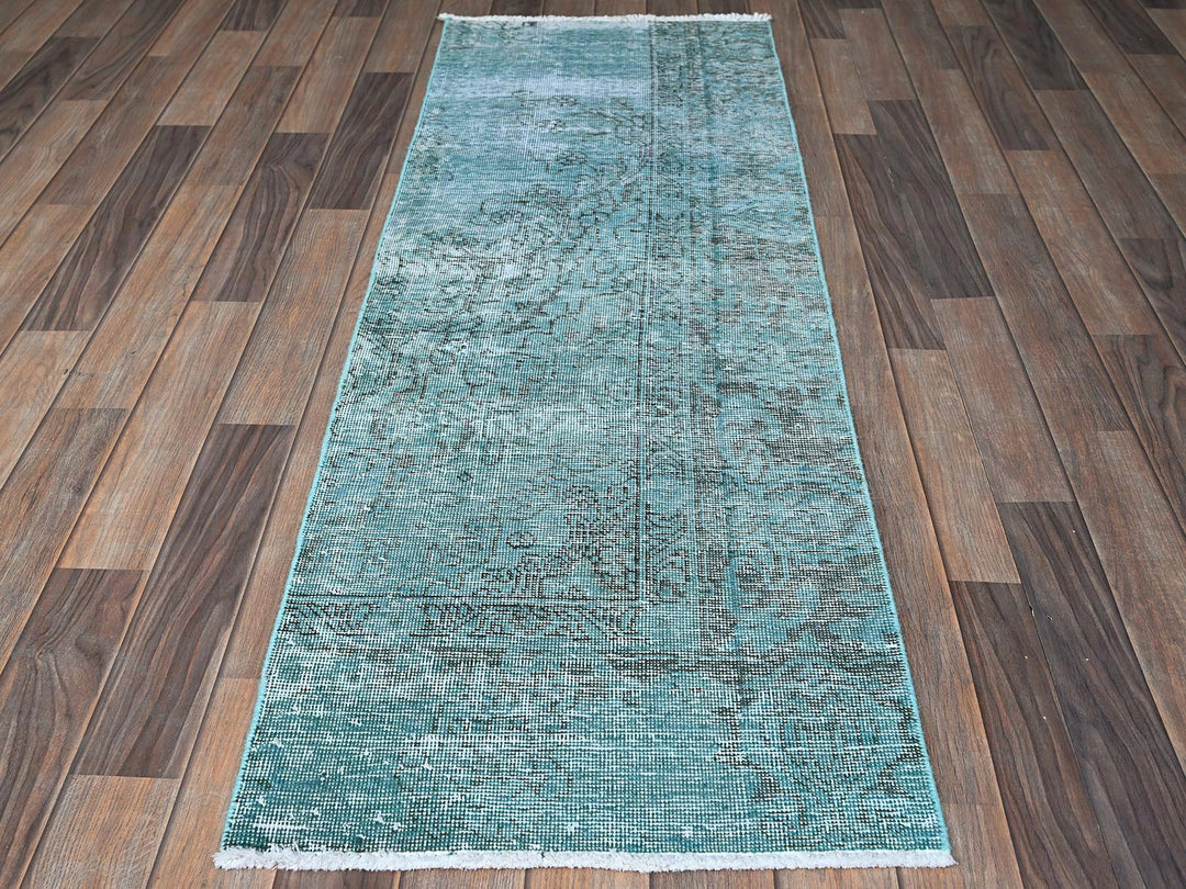 1'11" x 5'9" Vintage Hand Knotted Overdyed Wool Runner Oriental Rug - MOA102952