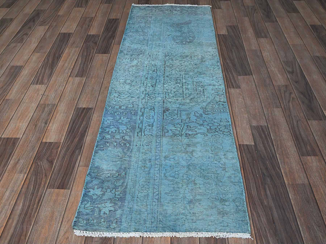 2'0" x 6'0" Vintage Hand Knotted Overdyed Wool Runner Oriental Rug - MOA102954