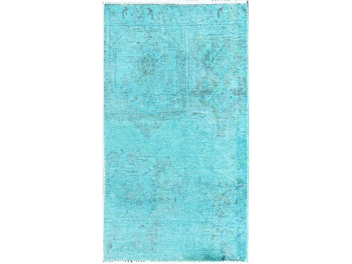 1'11" x 3'6" Vintage Hand Knotted Overdyed Wool Rectangle Oriental Rug - MOA102957