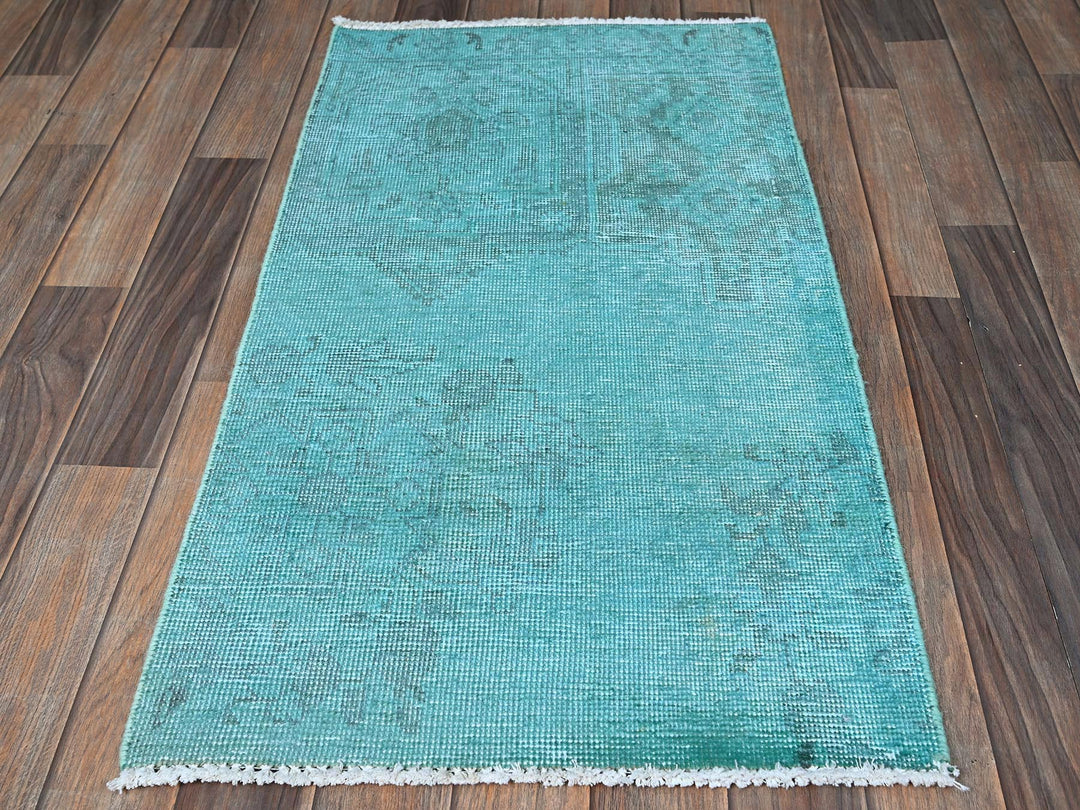 1'11" x 3'6" Vintage Hand Knotted Overdyed Wool Rectangle Oriental Rug - MOA102957