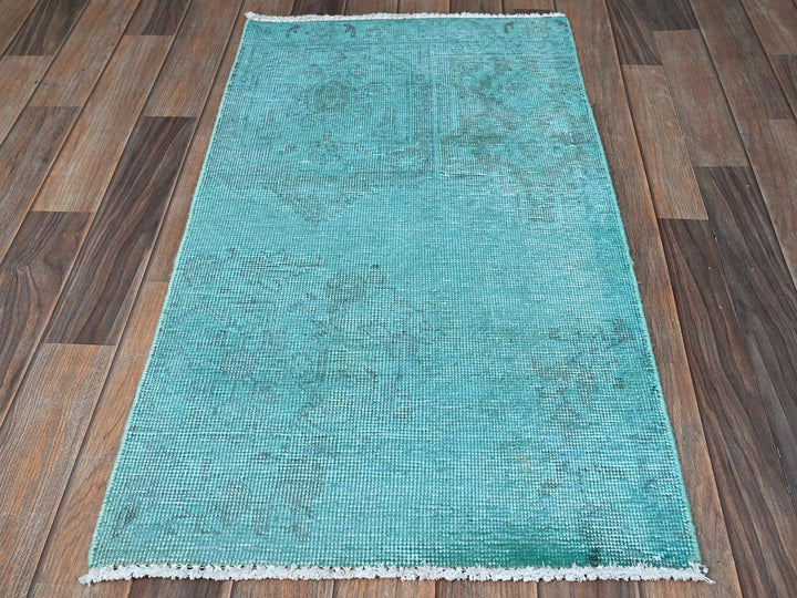 1'11" x 3'6" Vintage Hand Knotted Overdyed Wool Rectangle Oriental Rug - MOA102957