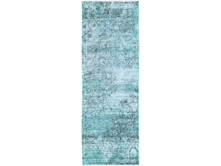 1'11" x 5'7" Vintage Hand Knotted Overdyed Wool Runner Oriental Rug - MOA102963