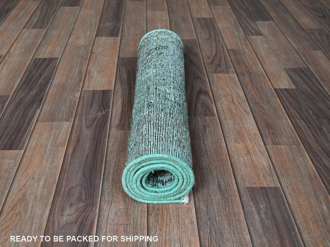 1'11" x 5'7" Vintage Hand Knotted Overdyed Wool Runner Oriental Rug - MOA102963