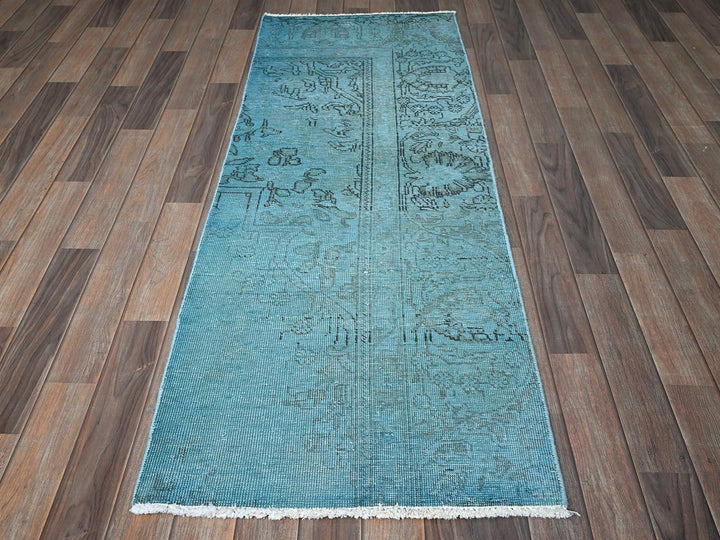 2'3" x 6'2" Vintage Hand Knotted Overdyed Wool Runner Oriental Rug - MOA102966