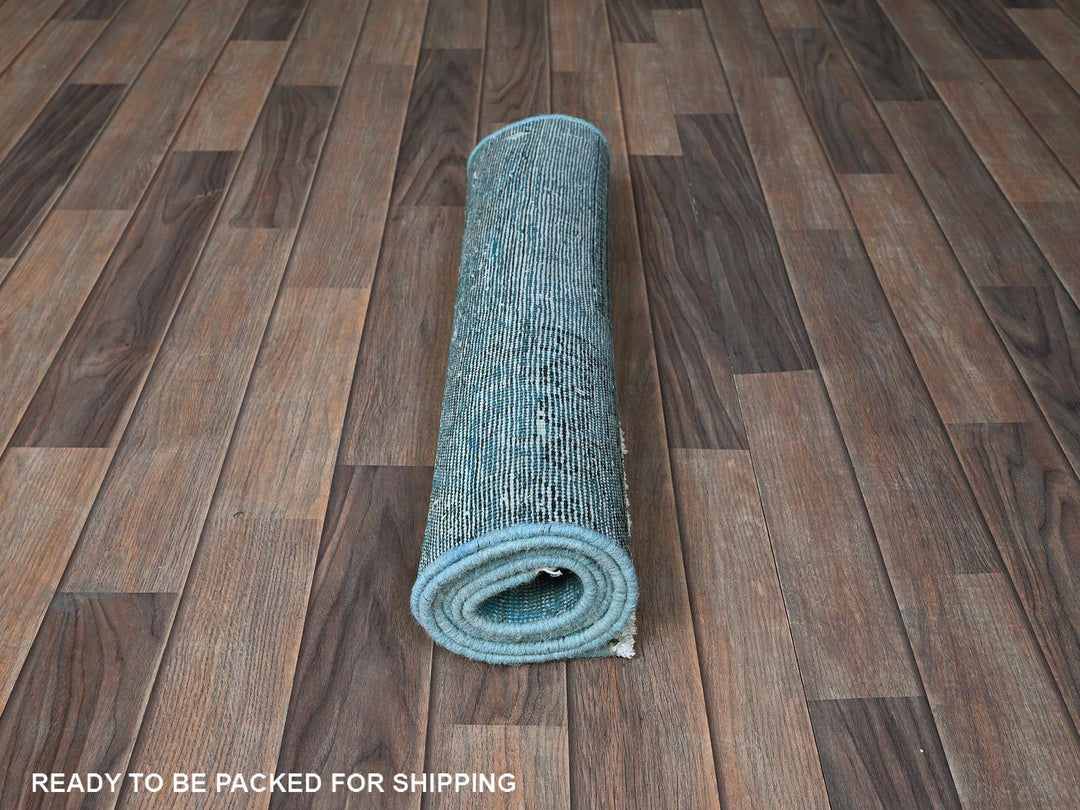 2'3" x 6'2" Vintage Hand Knotted Overdyed Wool Runner Oriental Rug - MOA102966