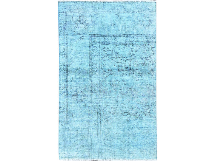 3'1" x 5'1" Vintage Hand Knotted Overdyed Wool Rectangle Oriental Rug - MOA102970